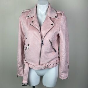 Faux Suede Zip Front Moto Jacket
